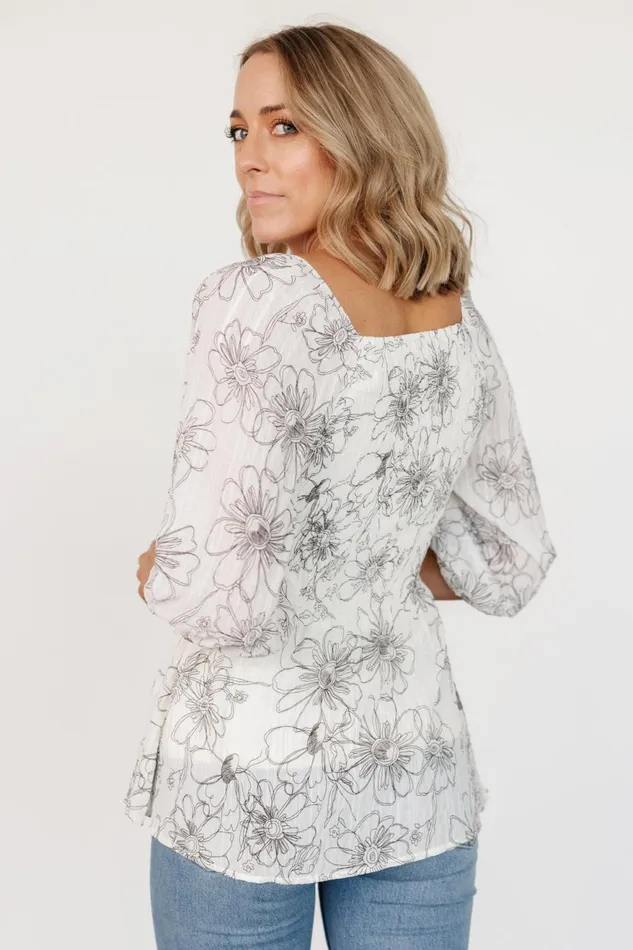 Women Blouses Shirts Baltic Born Florian Smocked Top Ivory Print