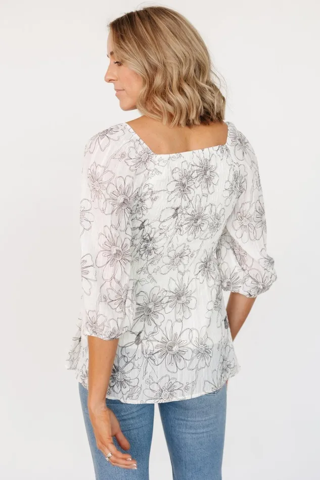 Women Blouses Shirts Baltic Born Florian Smocked Top Ivory Print