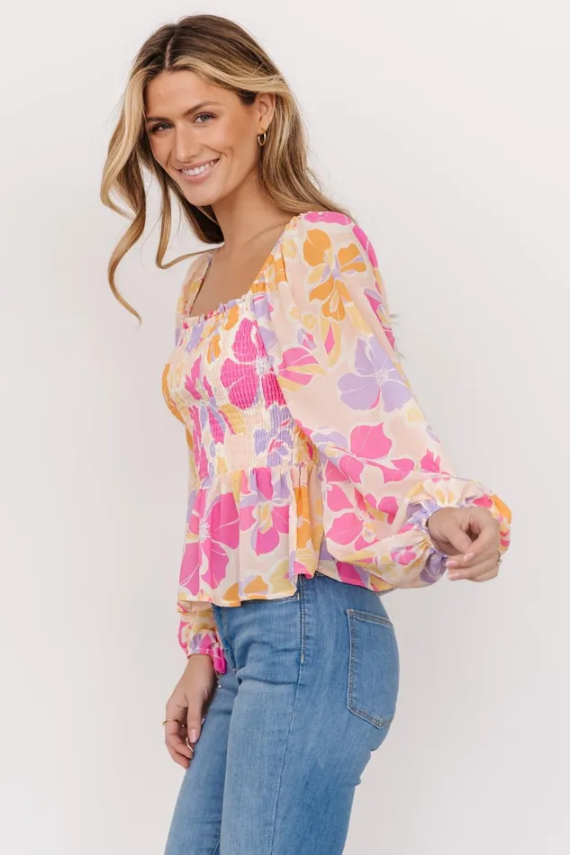 Women Blouses Shirts Baltic Born Sally Smocked Top Pink Multi