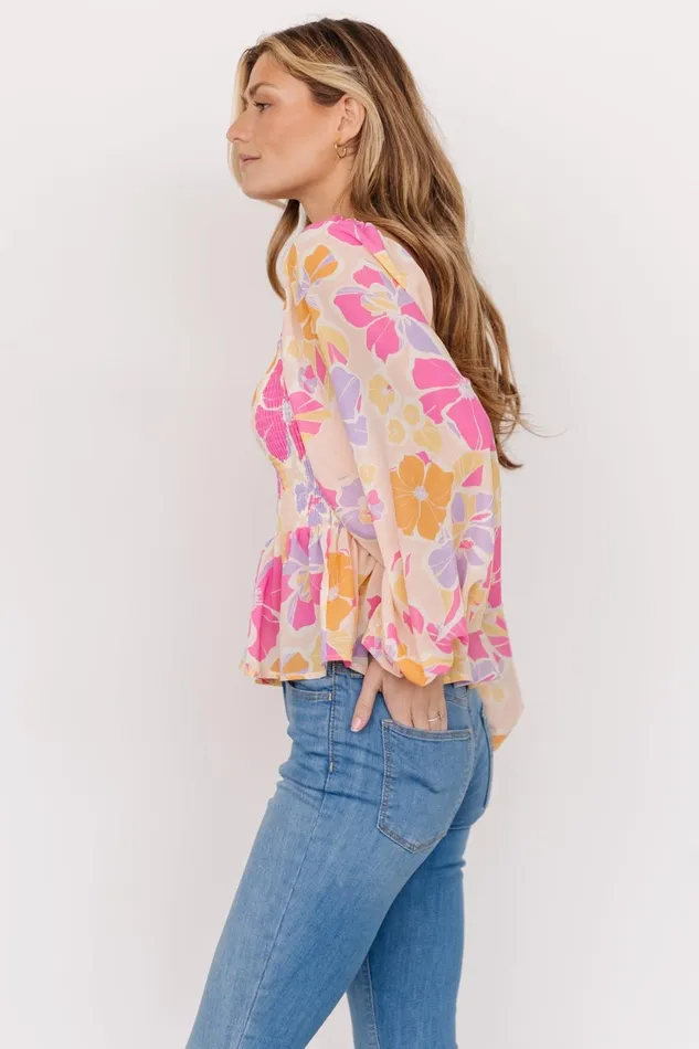 Women Blouses Shirts Baltic Born Sally Smocked Top Pink Multi