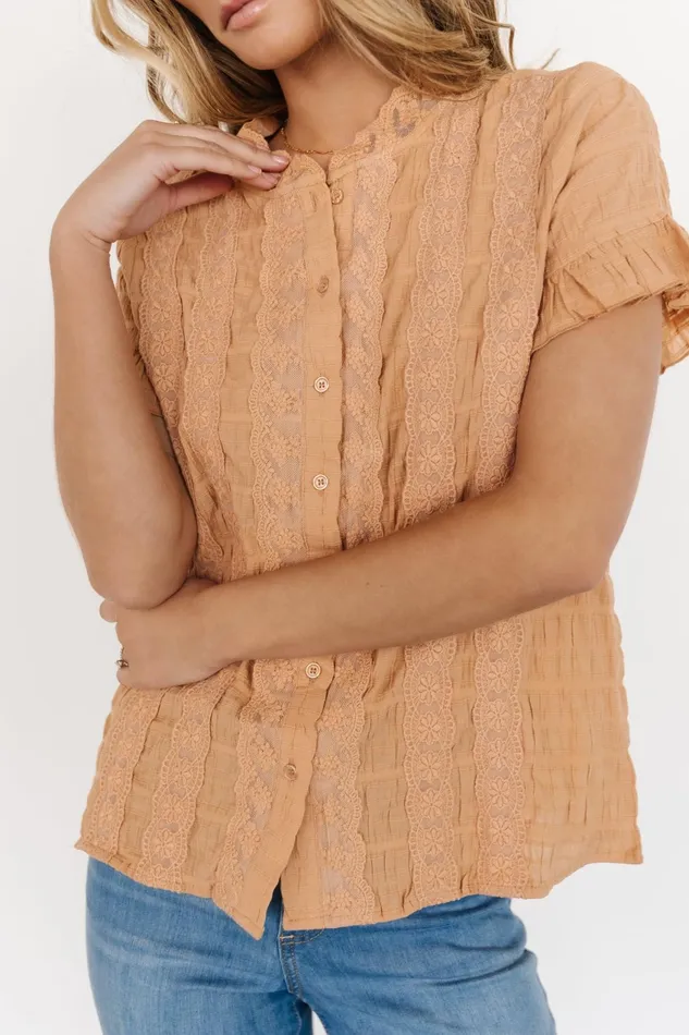 Women Blouses Shirts Baltic Born Zara Lace Top Camel Women Blouses Shirts Baltic Born Zara Lace Top Camel