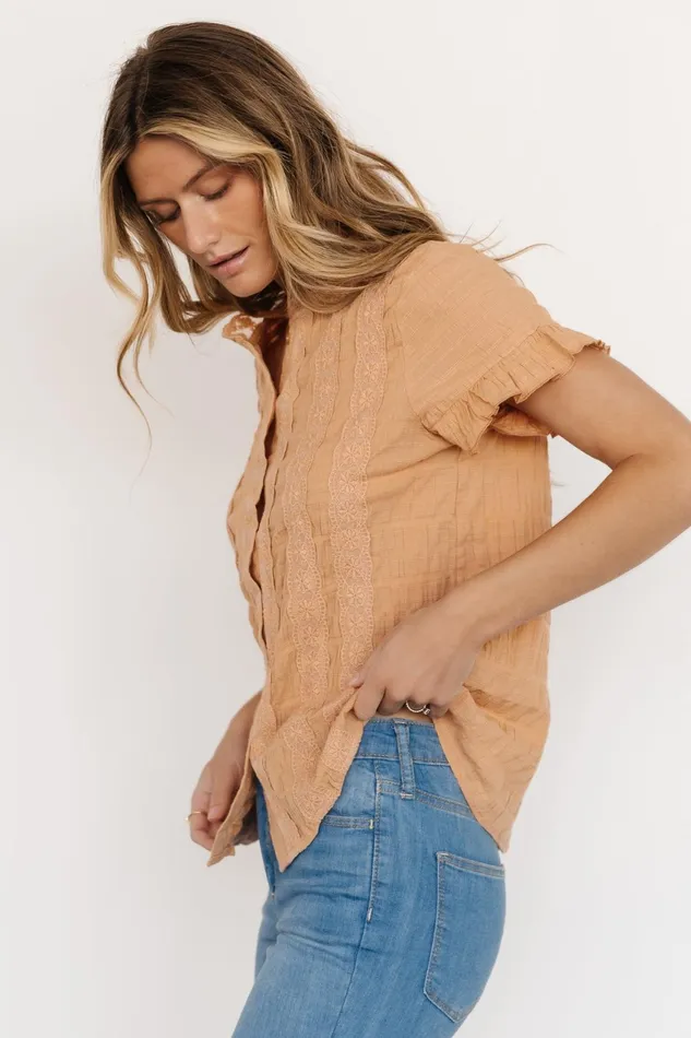 Women Blouses Shirts Baltic Born Zara Lace Top Camel Women Blouses Shirts Baltic Born Zara Lace Top Camel