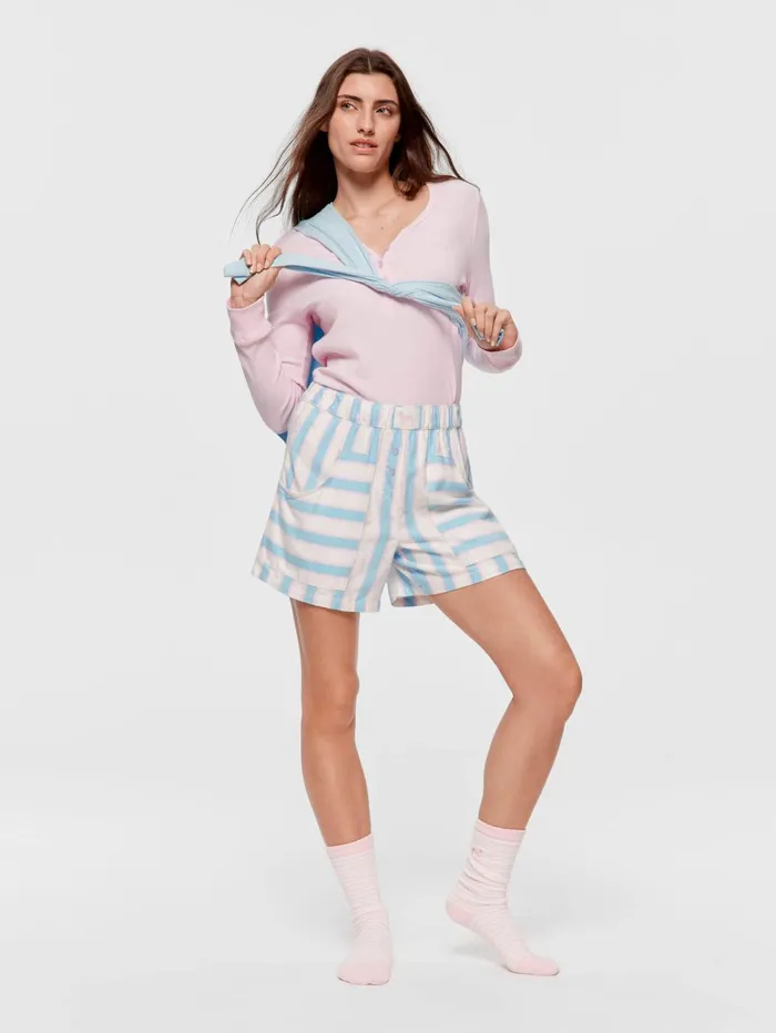 Women Blue Stripe Long Boxer Short Multi Peter Alexander Shorts