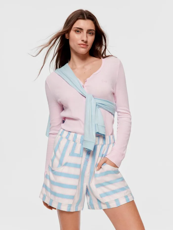 Women Blue Stripe Long Boxer Short Multi Peter Alexander Shorts