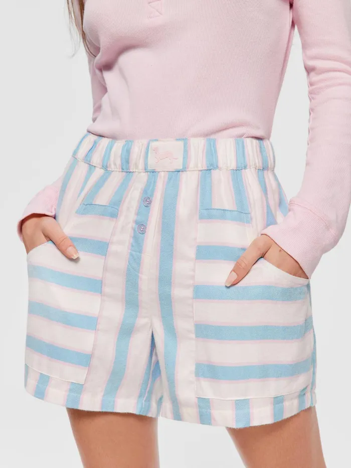 Women Blue Stripe Long Boxer Short Multi Peter Alexander Shorts