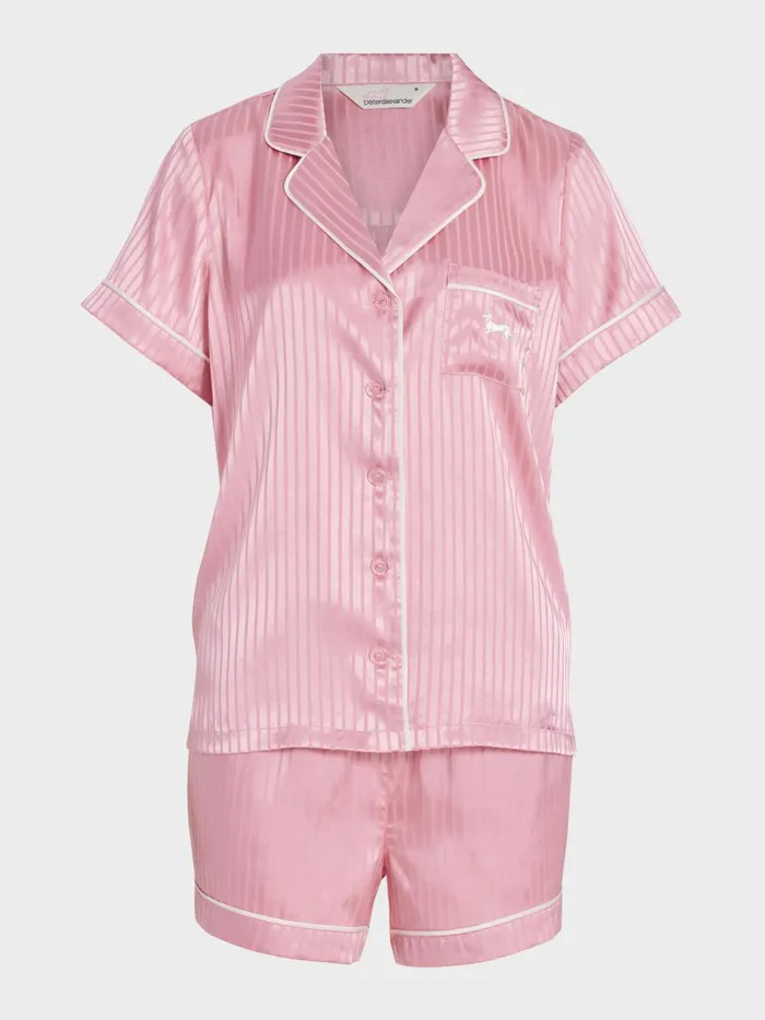 Women Blush Stripe Chic Satin Shortie Pj Set Blush Peter Alexander Sets and Onesies