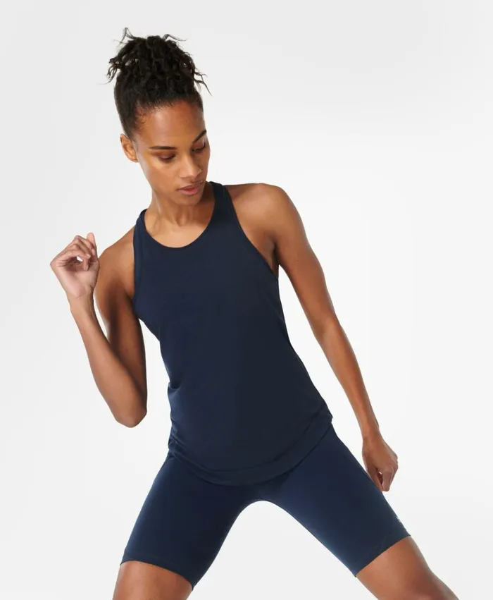 Women Breathe Easy Running Vest Navy Blue Sweaty Betty Vest Tops