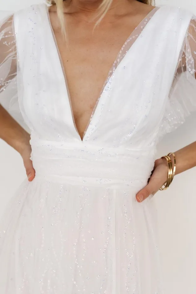 Women Bridal Baltic Born Annika Sequin Mesh Maxi Dress Off White