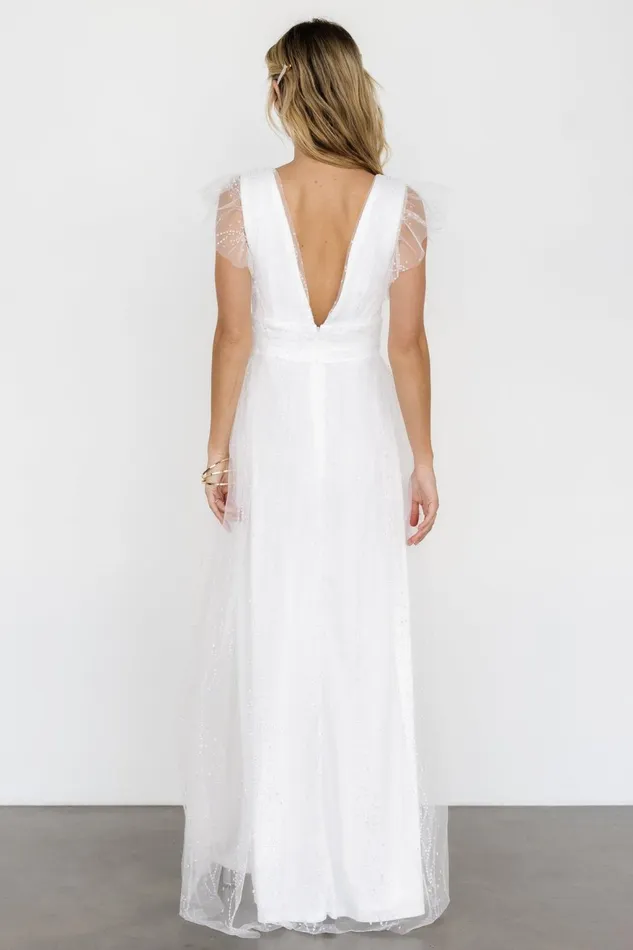 Women Bridal Baltic Born Annika Sequin Mesh Maxi Dress Off White