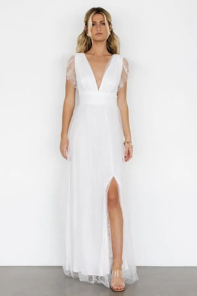 Women Bridal Baltic Born Annika Sequin Mesh Maxi Dress Off White
