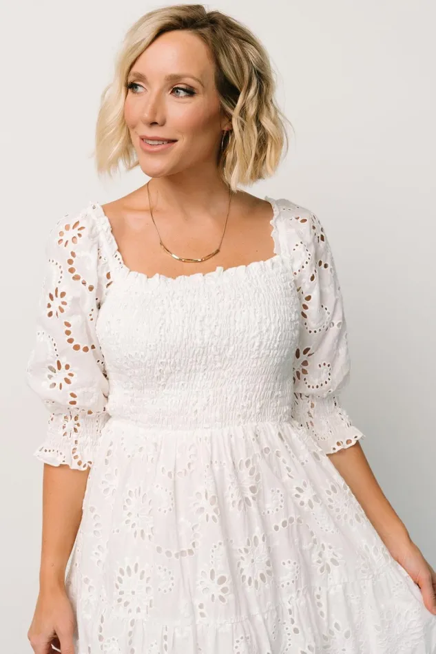 Women Bridal Baltic Born Ella Eyelet Midi Dress White Women Bridal Baltic Born Ella Eyelet Midi Dress White