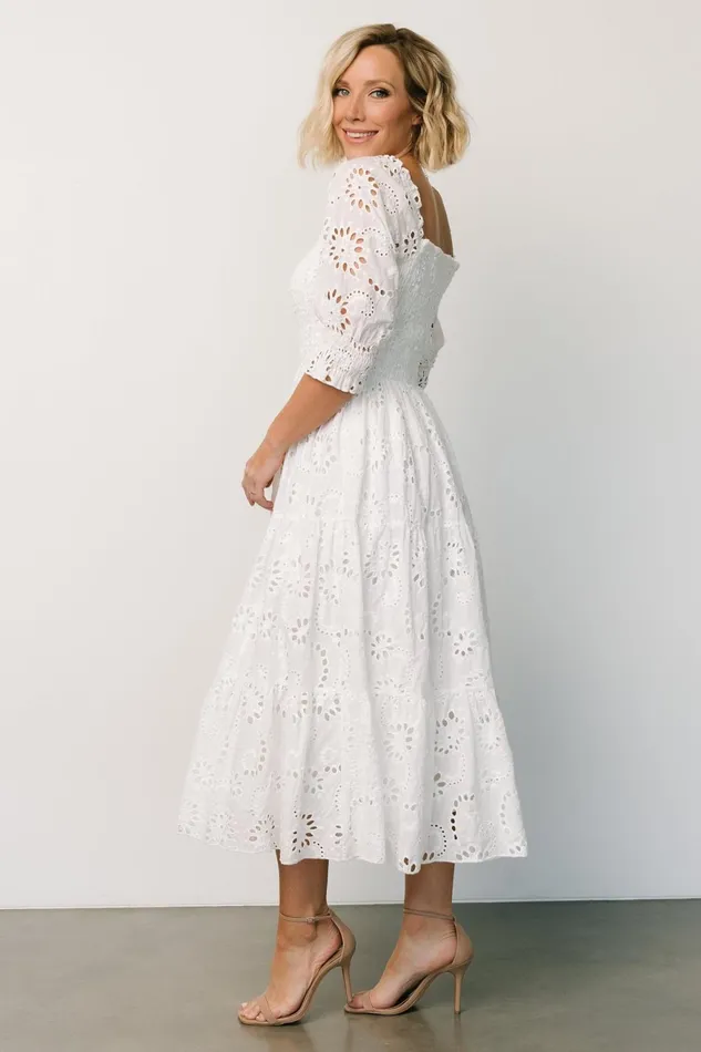 Women Bridal Baltic Born Ella Eyelet Midi Dress White Women Bridal Baltic Born Ella Eyelet Midi Dress White