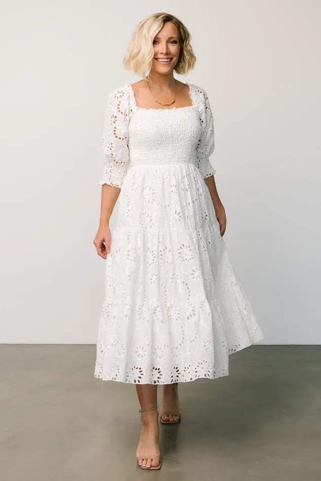 Women Bridal Baltic Born Ella Eyelet Midi Dress White Women Bridal Baltic Born Ella Eyelet Midi Dress White