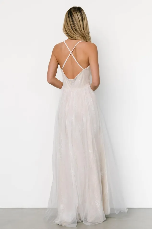 Women Bridal Baltic Born Vasia Lace Tulle Maxi Dress White Nude Women Bridal Baltic Born Vasia Lace Tulle Maxi Dress White Nude