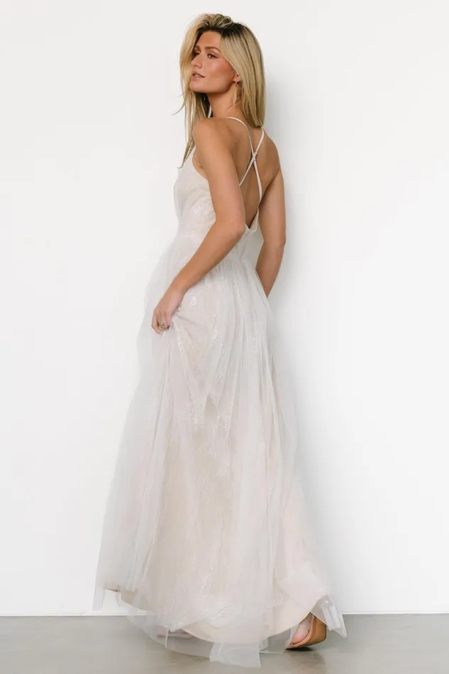 Women Bridal Baltic Born Vasia Lace Tulle Maxi Dress White Nude Women Bridal Baltic Born Vasia Lace Tulle Maxi Dress White Nude