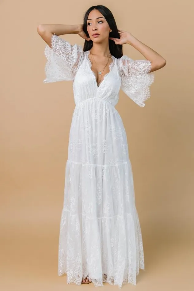 Women Bridal Baltic Born Wanderlust Lace Maxi Dress White