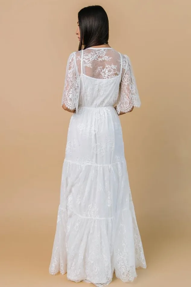 Women Bridal Baltic Born Wanderlust Lace Maxi Dress White
