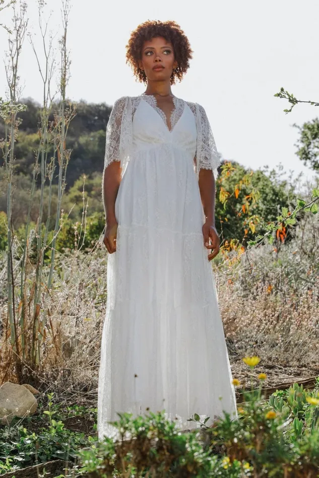Women Bridal Baltic Born Wanderlust Lace Maxi Dress White