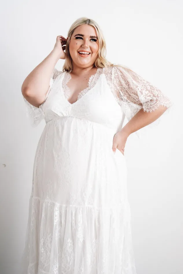 Women Bridal Baltic Born Wanderlust Lace Maxi Dress White