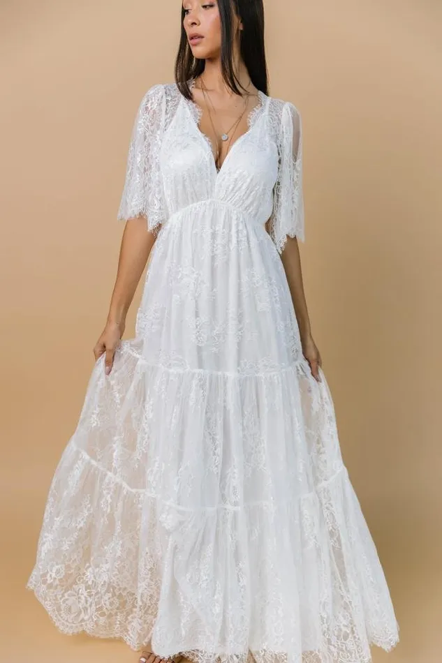 Women Bridal Baltic Born Wanderlust Lace Maxi Dress White
