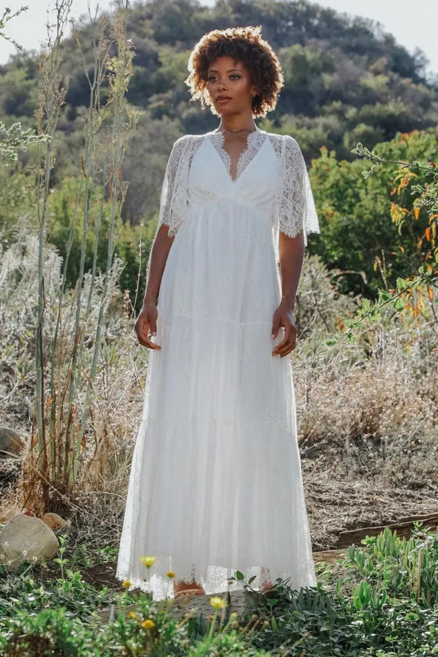 Women Bridal Baltic Born Wanderlust Lace Maxi Dress White