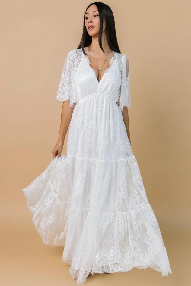 Women Bridal Baltic Born Wanderlust Lace Maxi Dress White