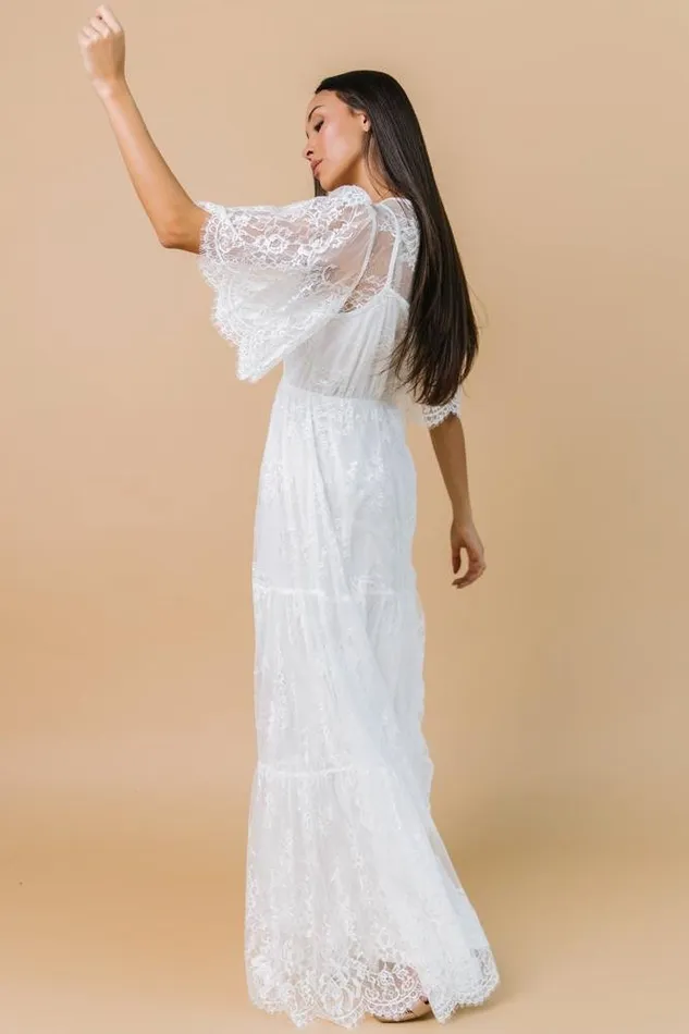 Women Bridal Baltic Born Wanderlust Lace Maxi Dress White