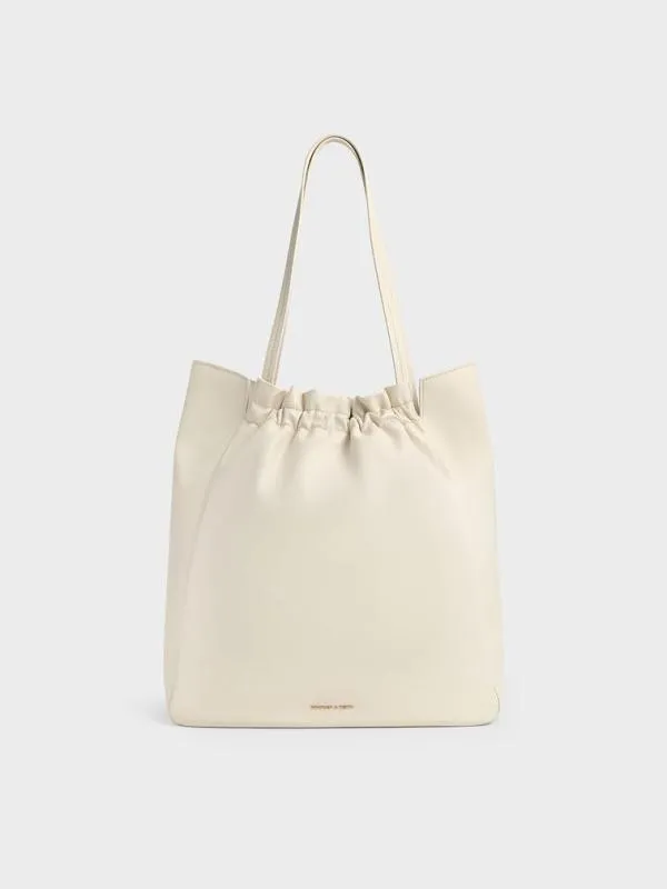 Women Brigette Ruched Tote Bag 8211 Cream CHARLES and KEITH Slouchy Bags