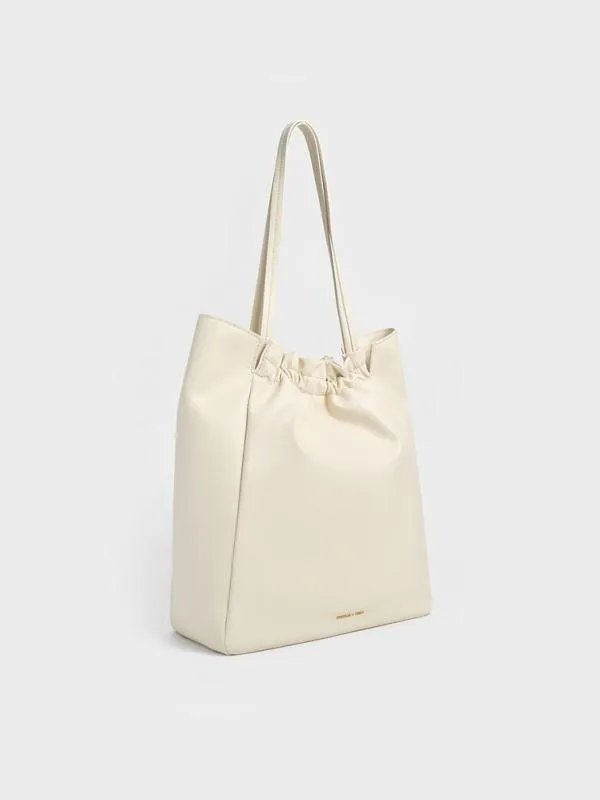 Women Brigette Ruched Tote Bag 8211 Cream CHARLES and KEITH Slouchy Bags