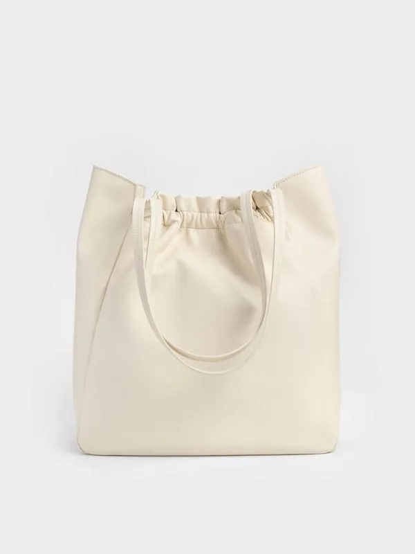 Women Brigette Ruched Tote Bag 8211 Cream CHARLES and KEITH Slouchy Bags