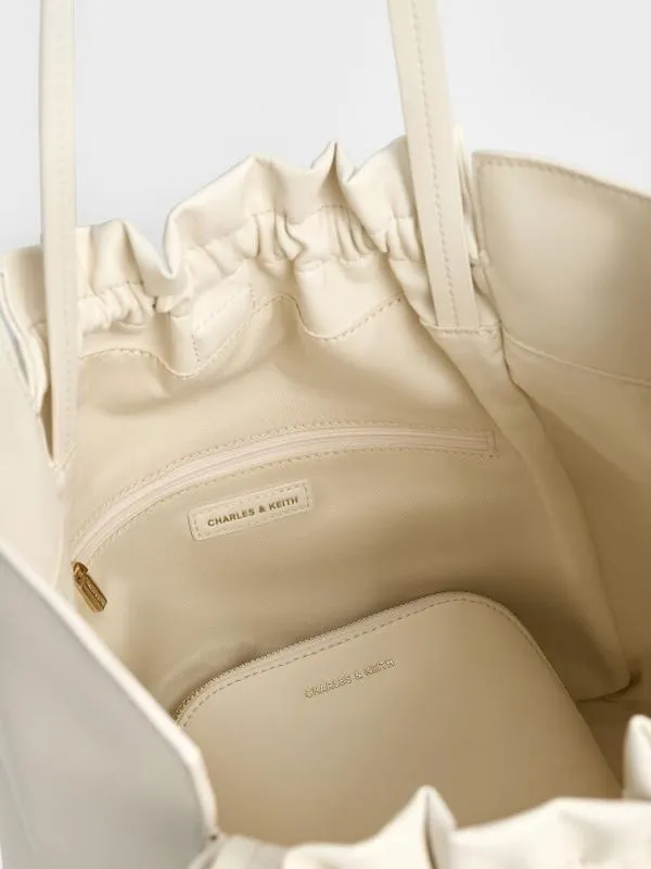 Women Brigette Ruched Tote Bag 8211 Cream CHARLES and KEITH Slouchy Bags