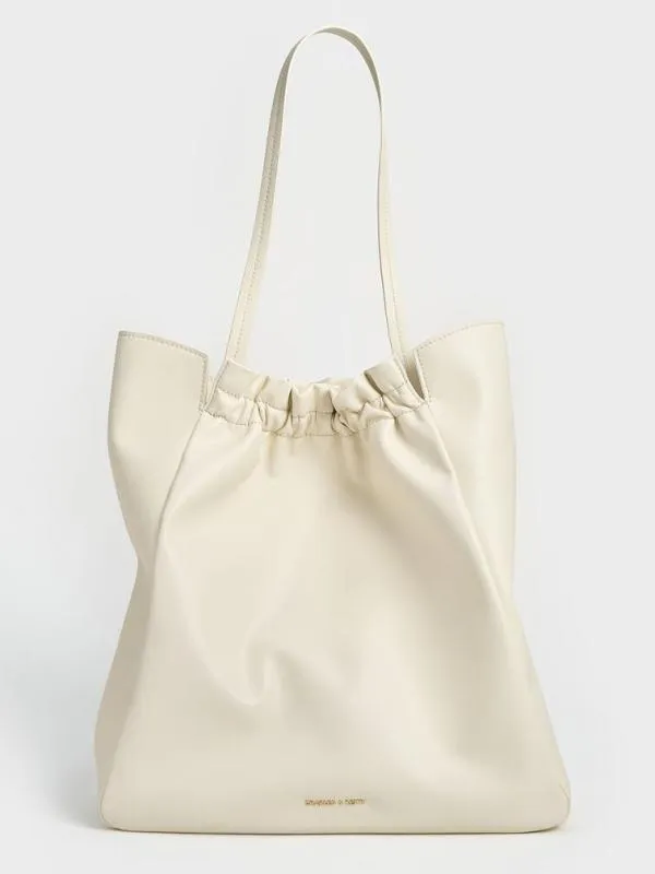 Women Brigette Ruched Tote Bag 8211 Cream CHARLES and KEITH Slouchy Bags