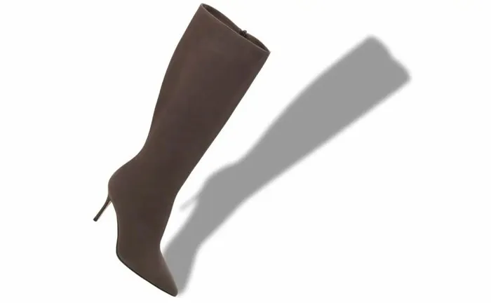 Women Brown Suede Knee High Boots Manolo Blahnik Boots