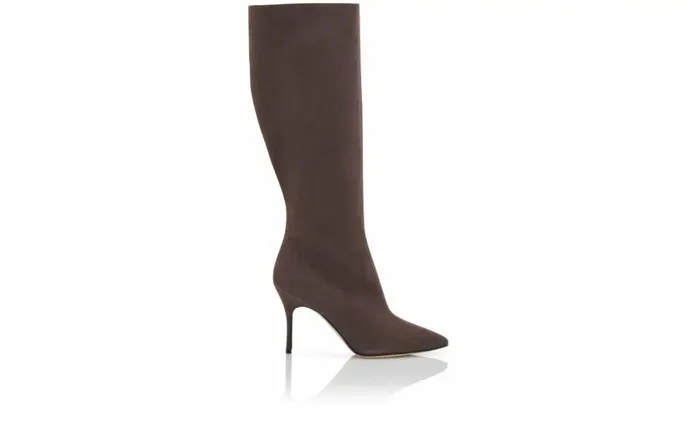 Women Brown Suede Knee High Boots Manolo Blahnik Boots