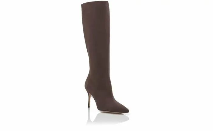 Women Brown Suede Knee High Boots Manolo Blahnik Boots
