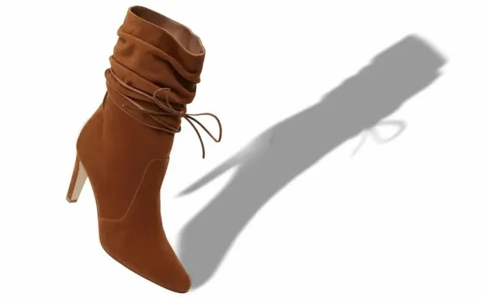 Women Brown Suede Slouchy Ankle Boots Manolo Blahnik Boots