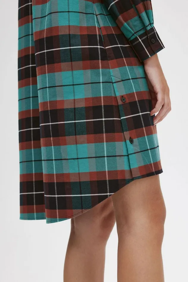 Women Brushed Tartan Shirt Dress Deep Mint Fred Perry Dresses