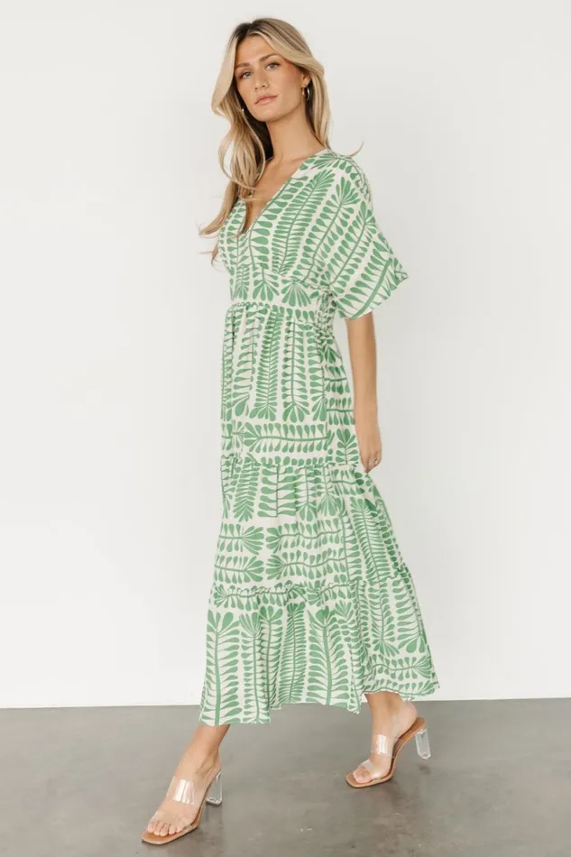 Women Bump Friendly Baltic Born Austin Kimono Dress Green Print Women Bump Friendly Baltic Born Austin Kimono Dress Green Print