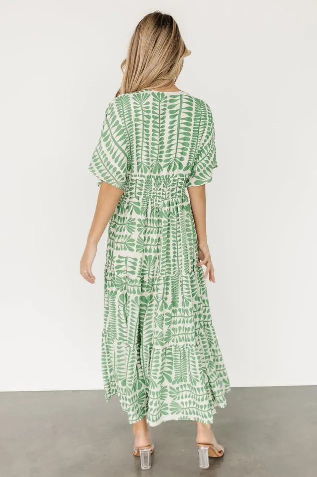 Women Bump Friendly Baltic Born Austin Kimono Dress Green Print Women Bump Friendly Baltic Born Austin Kimono Dress Green Print