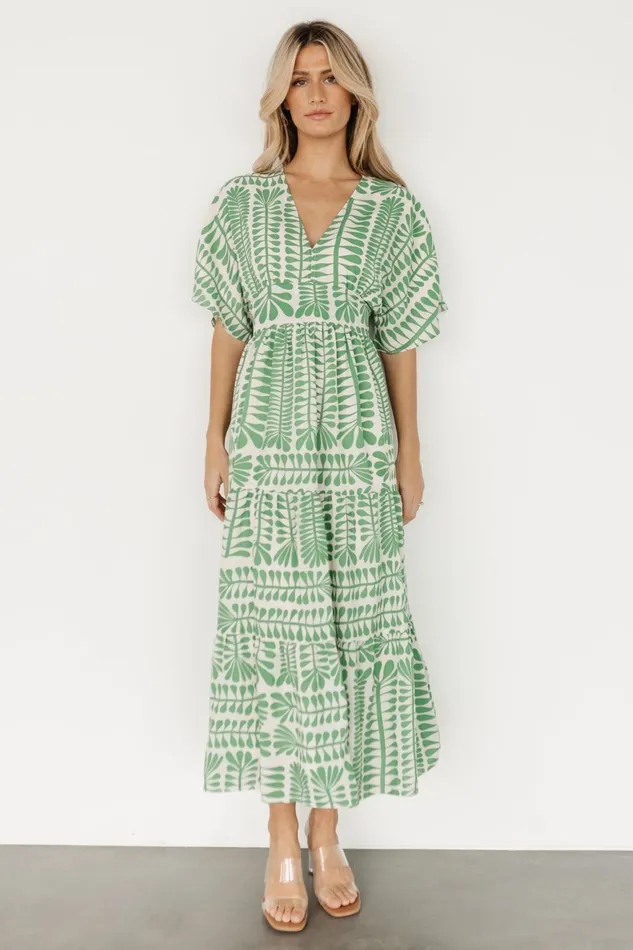 Women Bump Friendly Baltic Born Austin Kimono Dress Green Print Women Bump Friendly Baltic Born Austin Kimono Dress Green Print
