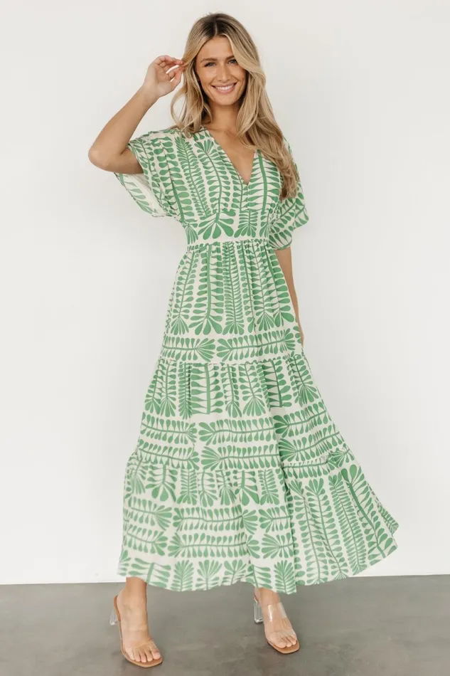 Women Bump Friendly Baltic Born Austin Kimono Dress Green Print Women Bump Friendly Baltic Born Austin Kimono Dress Green Print