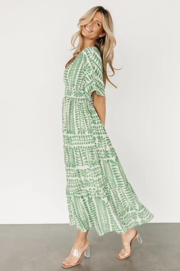 Women Bump Friendly Baltic Born Austin Kimono Dress Green Print Women Bump Friendly Baltic Born Austin Kimono Dress Green Print