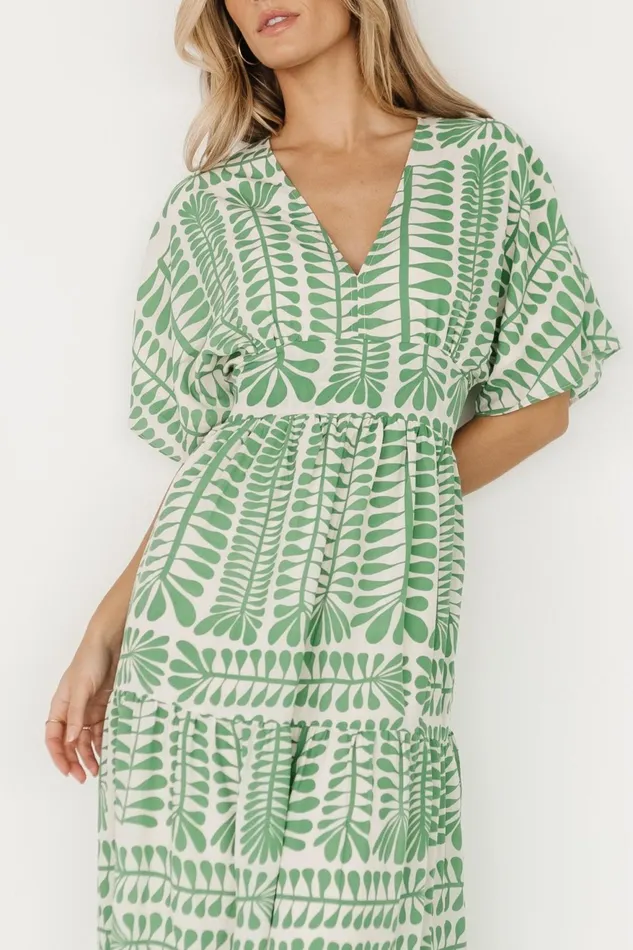 Women Bump Friendly Baltic Born Austin Kimono Dress Green Print Women Bump Friendly Baltic Born Austin Kimono Dress Green Print