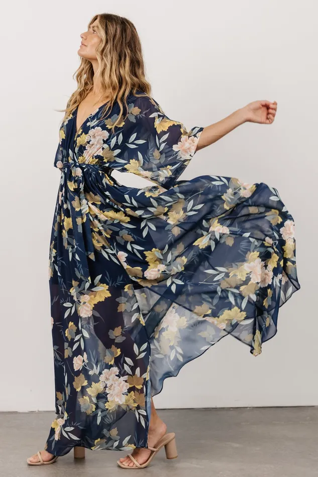 Women Bump Friendly Baltic Born Kia Kimono Maxi Dress Navy Floral Women Bump Friendly Baltic Born Kia Kimono Maxi Dress Navy Floral