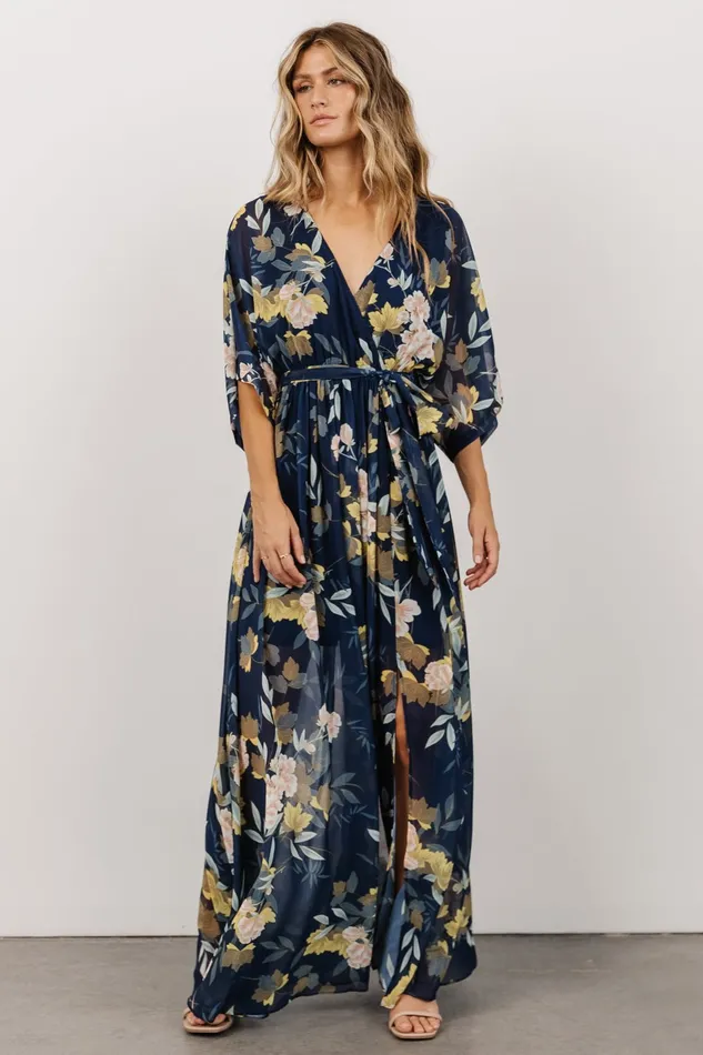 Women Bump Friendly Baltic Born Kia Kimono Maxi Dress Navy Floral Women Bump Friendly Baltic Born Kia Kimono Maxi Dress Navy Floral