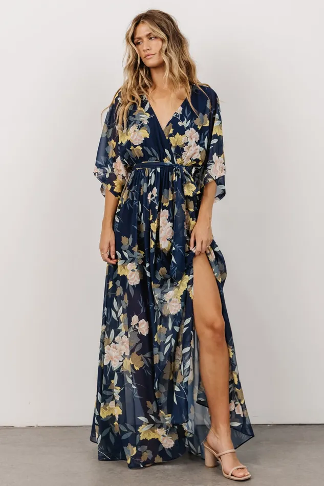 Women Bump Friendly Baltic Born Kia Kimono Maxi Dress Navy Floral Women Bump Friendly Baltic Born Kia Kimono Maxi Dress Navy Floral
