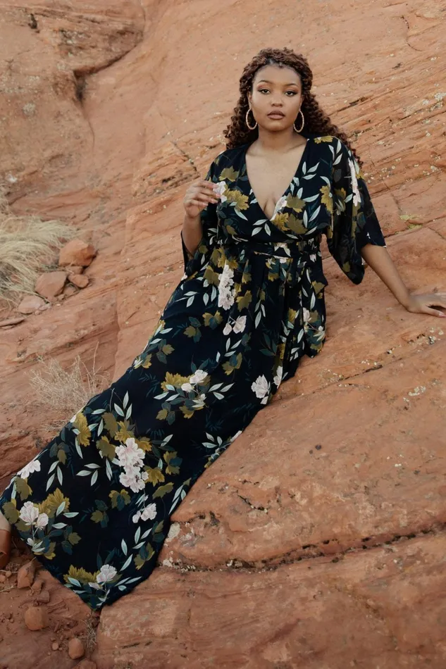 Women Bump Friendly Baltic Born Kia Kimono Maxi Dress Navy Floral Women Bump Friendly Baltic Born Kia Kimono Maxi Dress Navy Floral