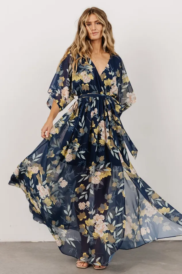 Women Bump Friendly Baltic Born Kia Kimono Maxi Dress Navy Floral Women Bump Friendly Baltic Born Kia Kimono Maxi Dress Navy Floral