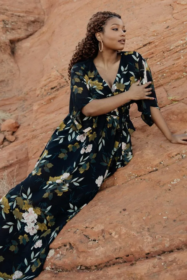 Women Bump Friendly Baltic Born Kia Kimono Maxi Dress Navy Floral Women Bump Friendly Baltic Born Kia Kimono Maxi Dress Navy Floral