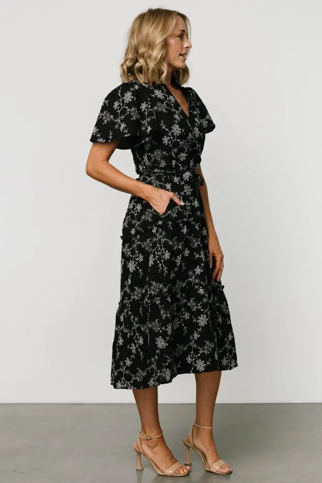 Women Bump Friendly Baltic Born Odeya Tiered Midi Dress Black White Women Bump Friendly Baltic Born Odeya Tiered Midi Dress Black White